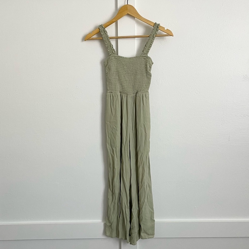 Aritzia Wilfred Wide Leg Smocked Jumpsuit